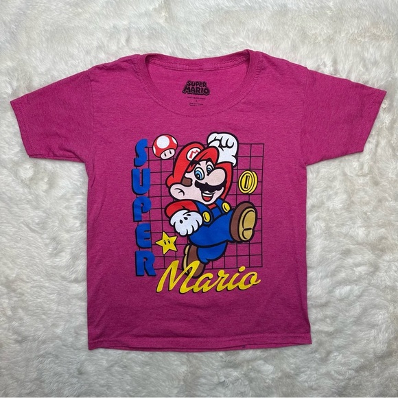 Super Mario T-Shirt Pink Size 5 - Picture 1 of 16
